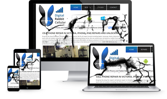 Digital Rabbit Cellular Website on Cracked Screens